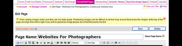 Site designer - websites for photographers