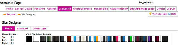 Site designer - websites for photographers